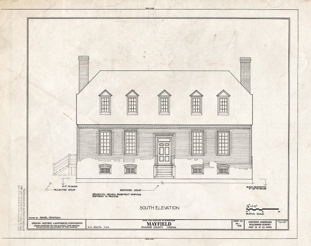 Blueprint HABS VA,27-PET.V,2- (Sheet 3 of 10) - Mayfield, U.S. Route 460 (Moved from Original Location), Petersburg, Petersburg, VA