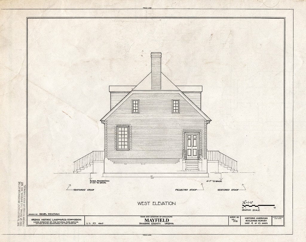 Blueprint HABS VA,27-PET.V,2- (Sheet 4 of 10) - Mayfield, U.S. Route 460 (Moved from Original Location), Petersburg, Petersburg, VA