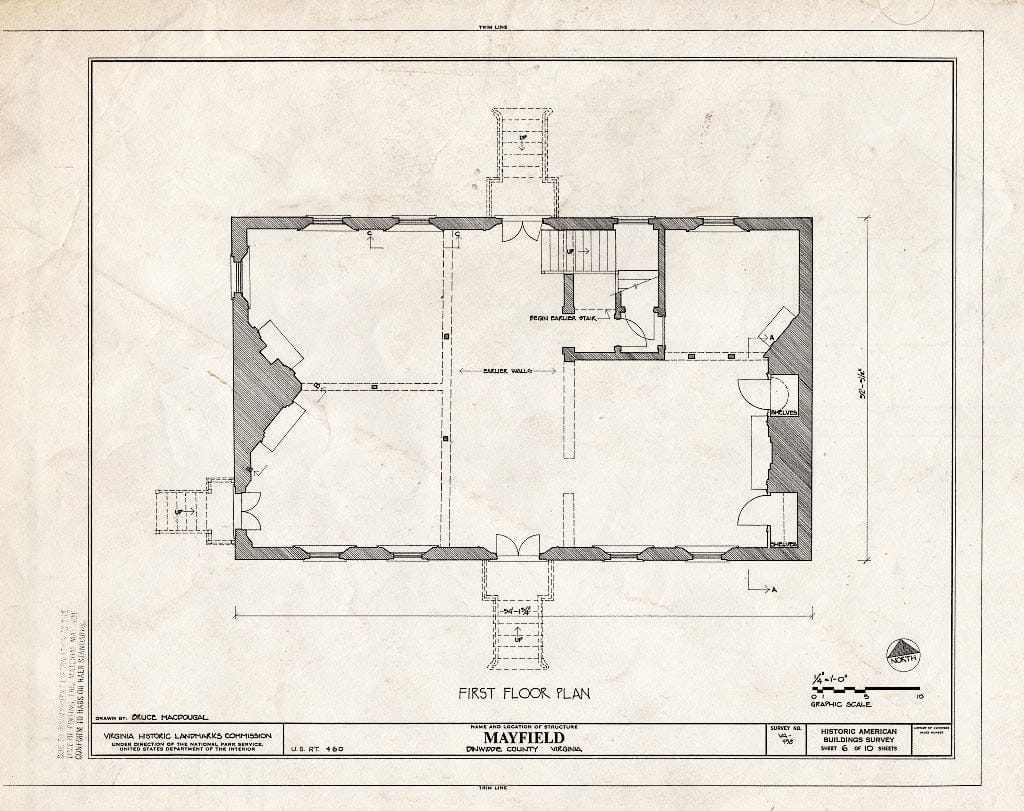 Blueprint HABS VA,27-PET.V,2- (Sheet 6 of 10) - Mayfield, U.S. Route 460 (Moved from Original Location), Petersburg, Petersburg, VA