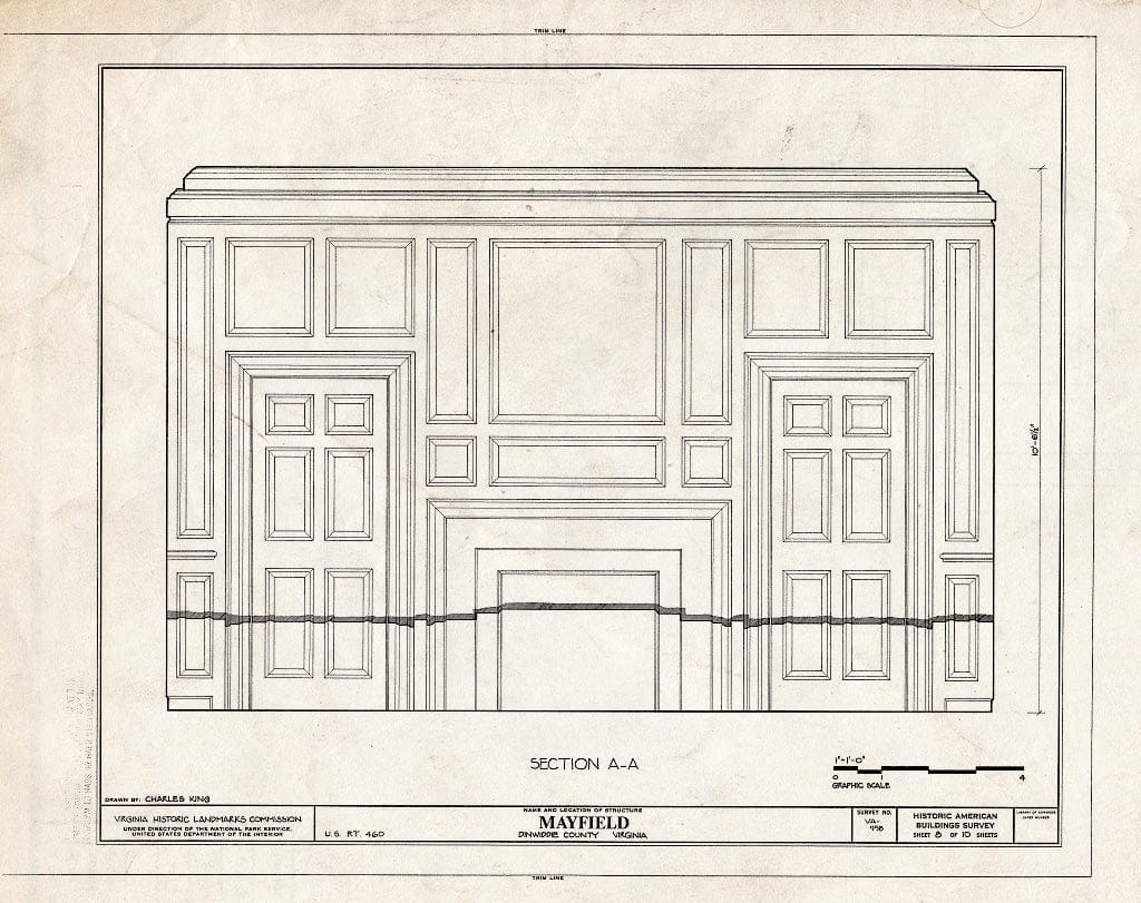 Blueprint HABS VA,27-PET.V,2- (Sheet 8 of 10) - Mayfield, U.S. Route 460 (Moved from Original Location), Petersburg, Petersburg, VA