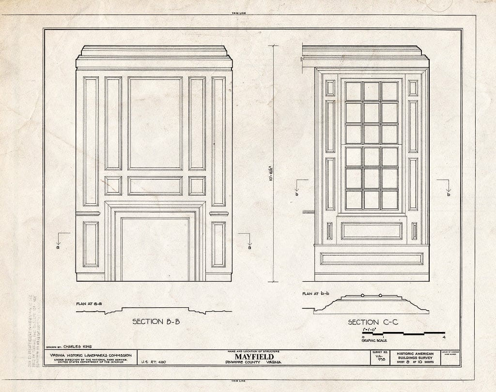 Blueprint HABS VA,27-PET.V,2- (Sheet 9 of 10) - Mayfield, U.S. Route 460 (Moved from Original Location), Petersburg, Petersburg, VA