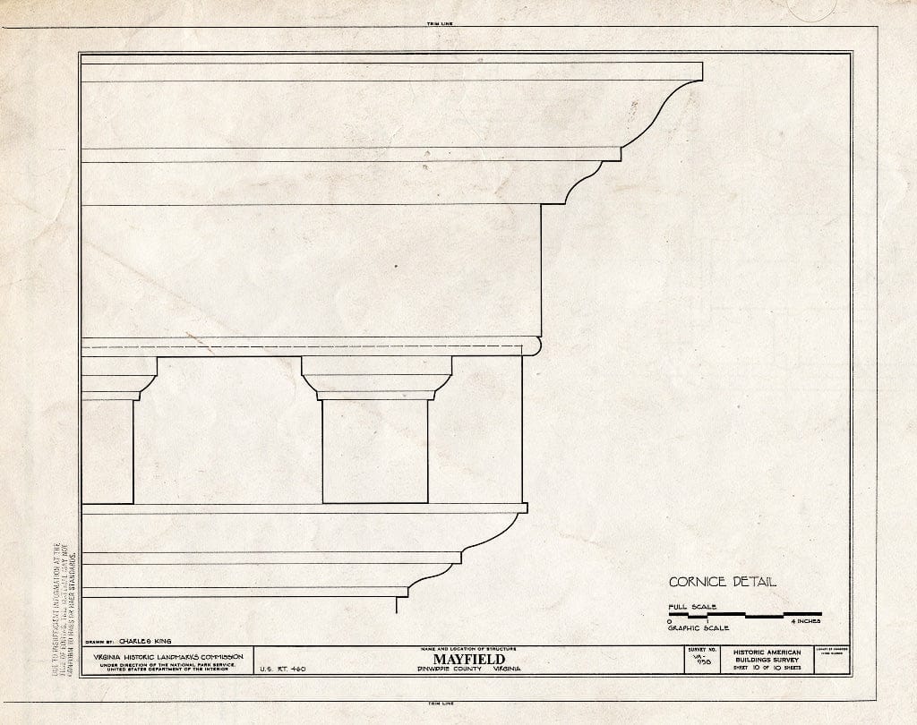 Blueprint HABS VA,27-PET.V,2- (Sheet 10 of 10) - Mayfield, U.S. Route 460 (Moved from Original Location), Petersburg, Petersburg, VA