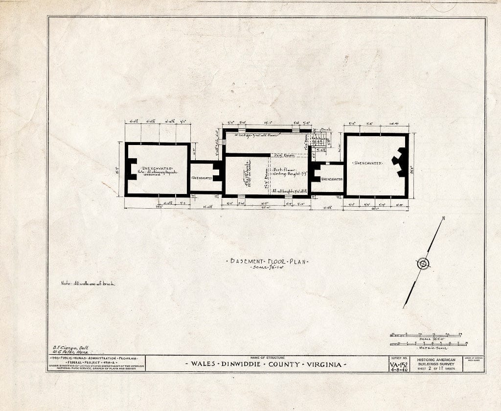 Blueprint HABS VA,27-PET.V,1- (Sheet 2 of 17) - Wales, U.S. Route 460 Vicinity, Petersburg, Petersburg, VA