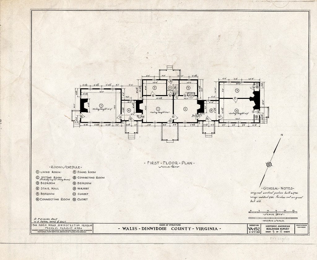 Blueprint HABS VA,27-PET.V,1- (Sheet 3 of 17) - Wales, U.S. Route 460 Vicinity, Petersburg, Petersburg, VA