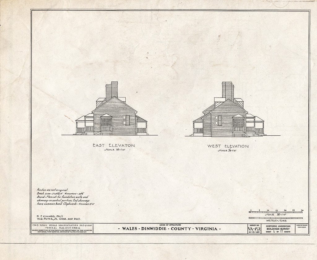 Blueprint HABS VA,27-PET.V,1- (Sheet 6 of 17) - Wales, U.S. Route 460 Vicinity, Petersburg, Petersburg, VA