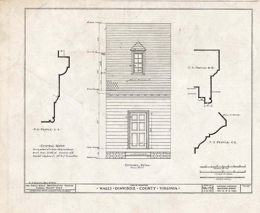 Blueprint HABS VA,27-PET.V,1- (Sheet 8 of 17) - Wales, U.S. Route 460 Vicinity, Petersburg, Petersburg, VA