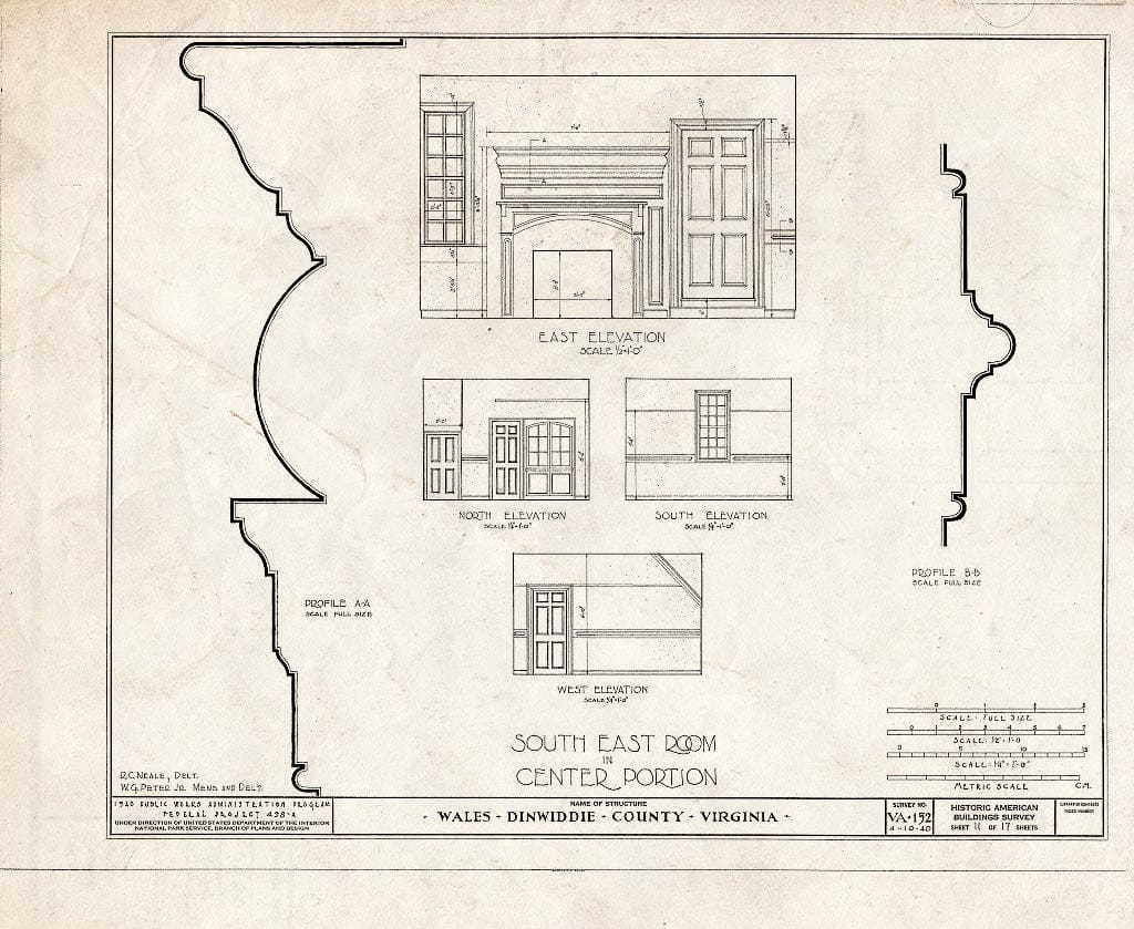 Blueprint HABS VA,27-PET.V,1- (Sheet 11 of 17) - Wales, U.S. Route 460 Vicinity, Petersburg, Petersburg, VA