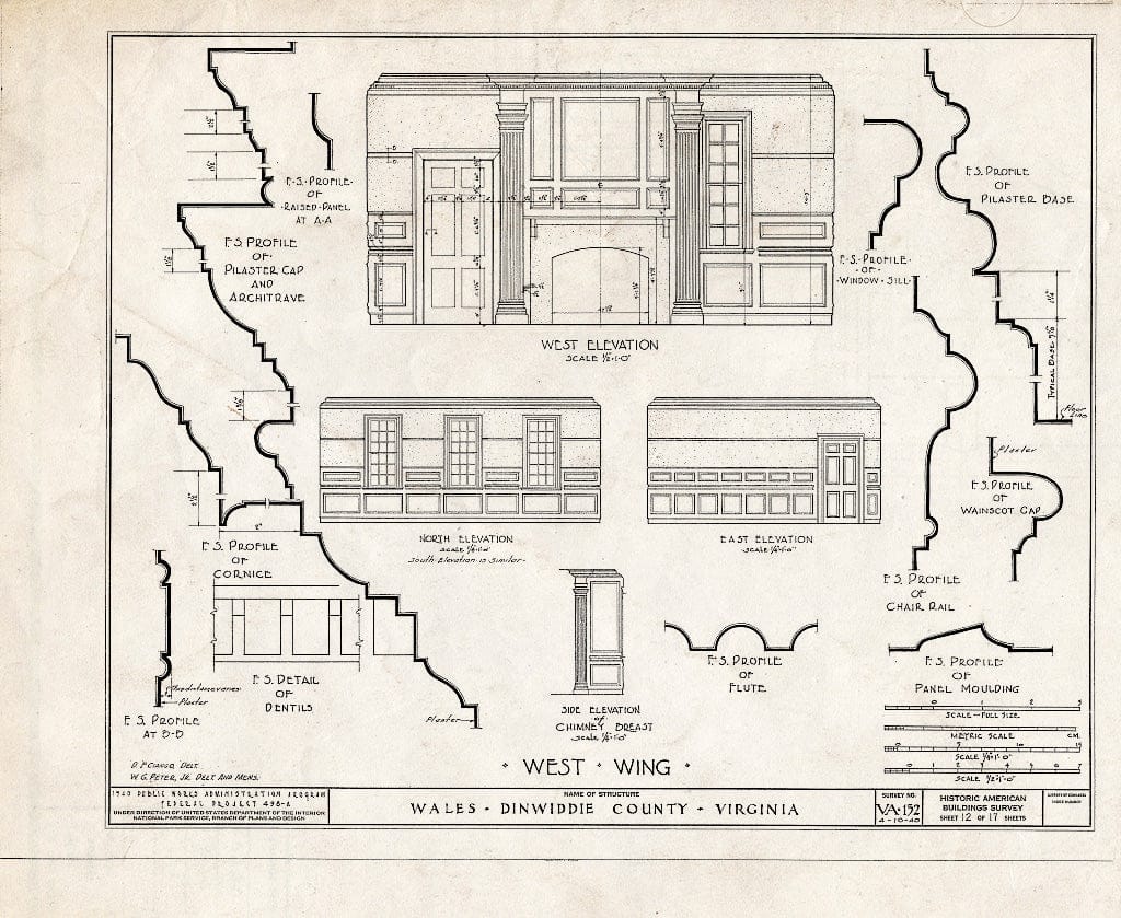 Blueprint HABS VA,27-PET.V,1- (Sheet 12 of 17) - Wales, U.S. Route 460 Vicinity, Petersburg, Petersburg, VA