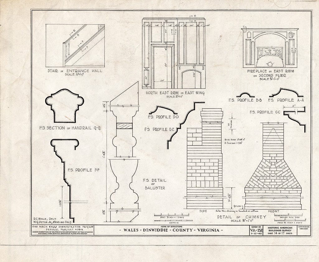 Blueprint HABS VA,27-PET.V,1- (Sheet 14 of 17) - Wales, U.S. Route 460 Vicinity, Petersburg, Petersburg, VA