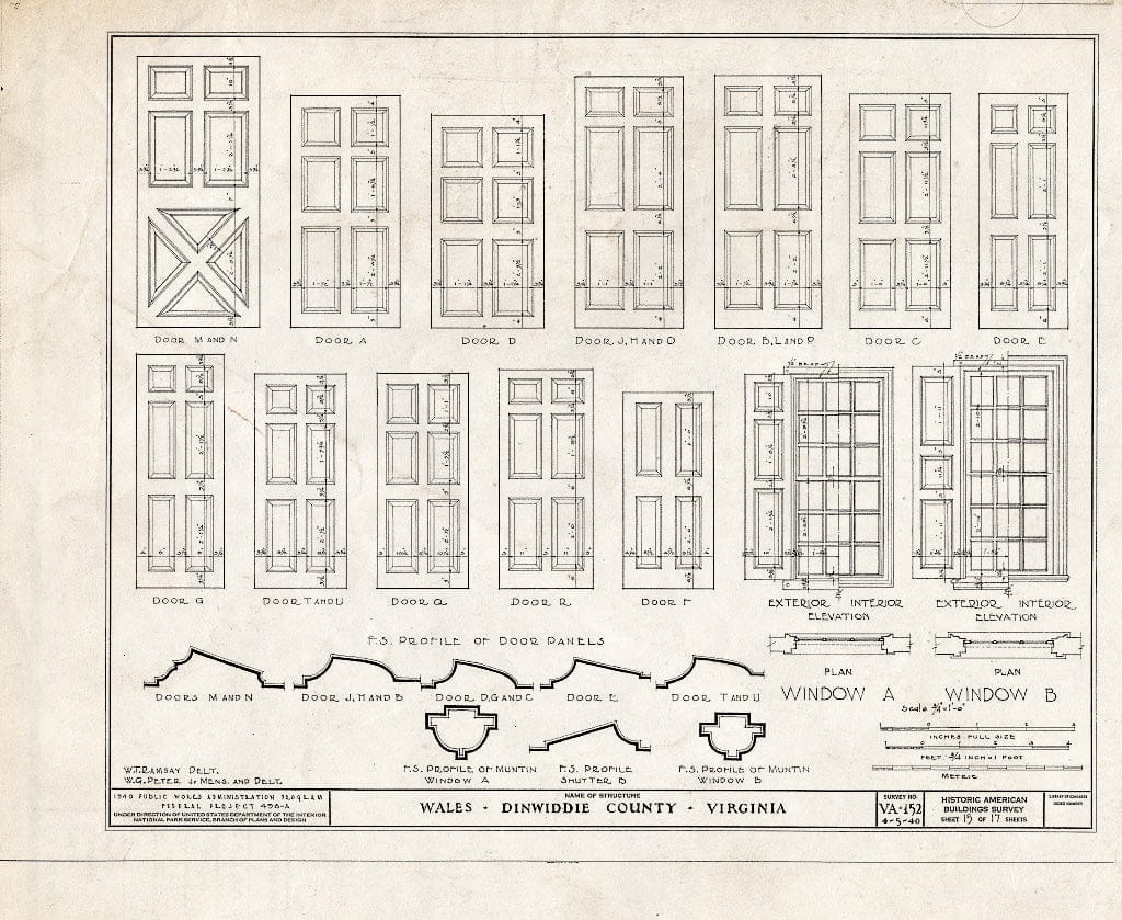 Blueprint HABS VA,27-PET.V,1- (Sheet 15 of 17) - Wales, U.S. Route 460 Vicinity, Petersburg, Petersburg, VA