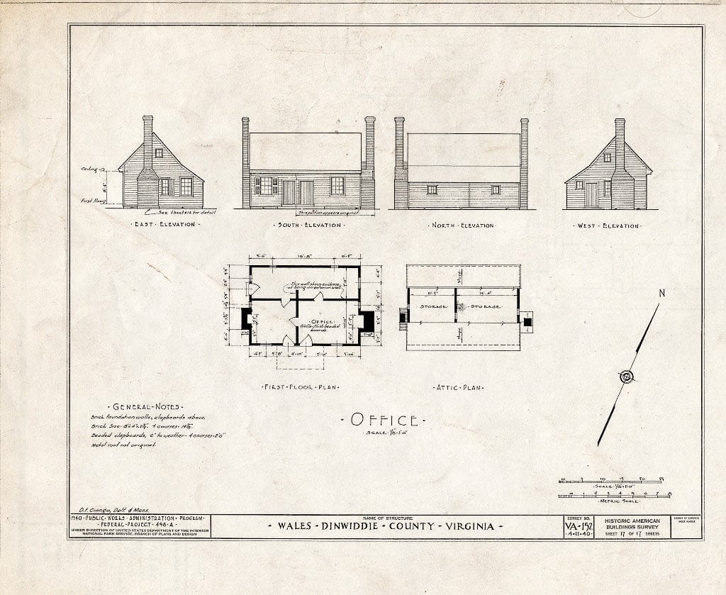 Blueprint HABS VA,27-PET.V,1- (Sheet 17 of 17) - Wales, U.S. Route 460 Vicinity, Petersburg, Petersburg, VA