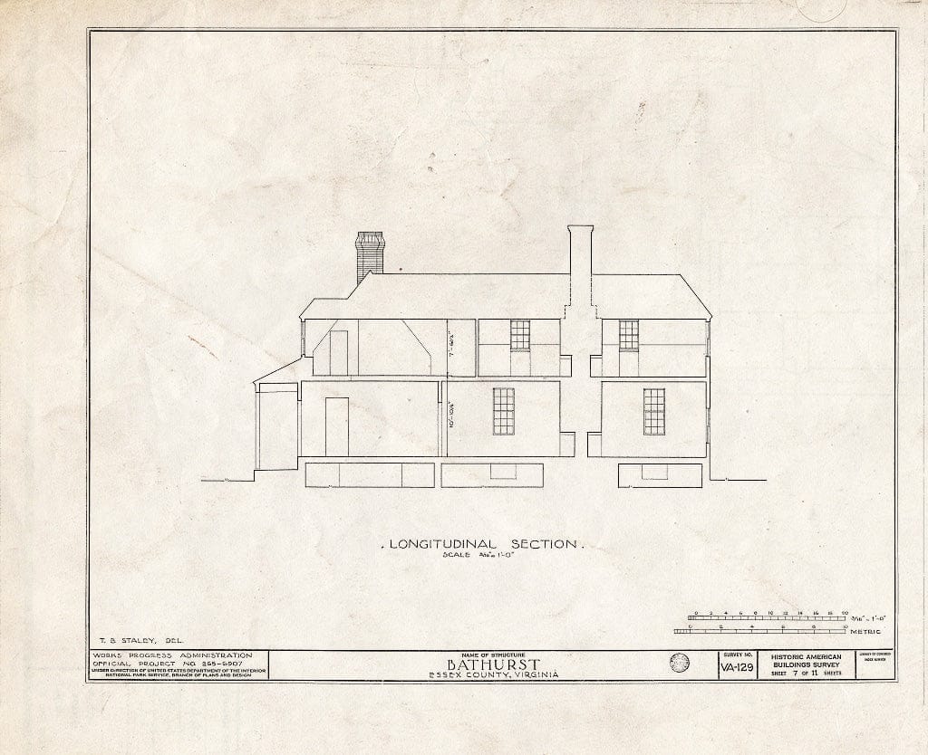 Blueprint HABS VA,29-DUNV.V,1- (Sheet 7 of 11) - Bathurst, Piscataway Creek, Dunnsville, Essex County, VA