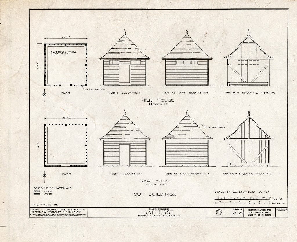 Blueprint HABS VA,29-DUNV.V,1- (Sheet 11 of 11) - Bathurst, Piscataway Creek, Dunnsville, Essex County, VA