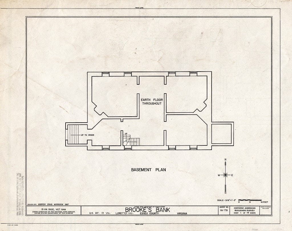 Blueprint HABS VA,29-LOR.V,3- (Sheet 1 of 15) - Brooke's Bank, U.S. Route 17 Vicinity, Loretto, Essex County, VA