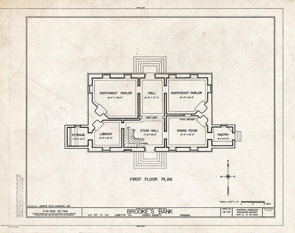 Blueprint HABS VA,29-LOR.V,3- (Sheet 2 of 15) - Brooke's Bank, U.S. Route 17 Vicinity, Loretto, Essex County, VA