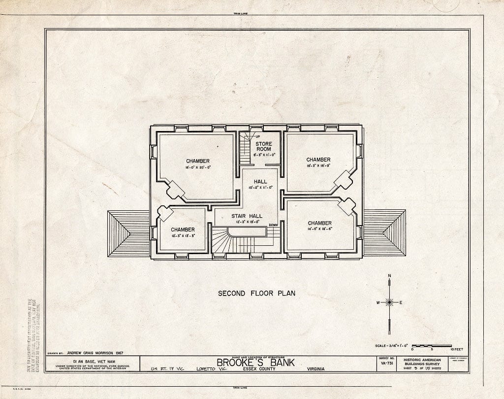 Blueprint HABS VA,29-LOR.V,3- (Sheet 3 of 15) - Brooke's Bank, U.S. Route 17 Vicinity, Loretto, Essex County, VA