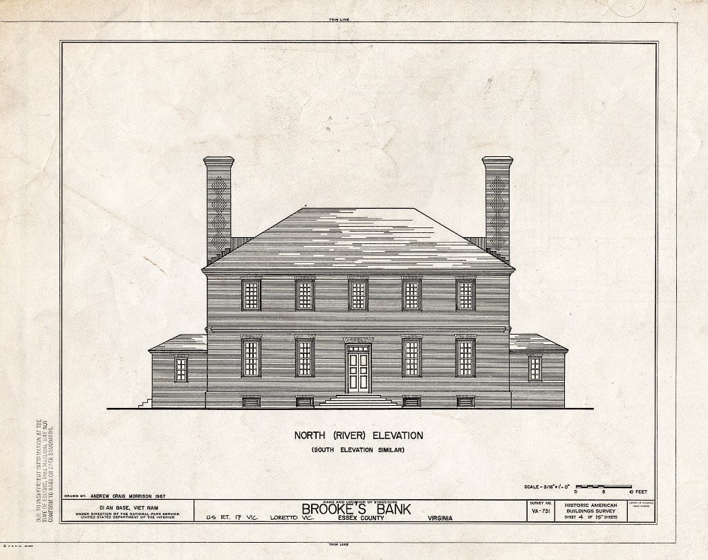 Blueprint HABS VA,29-LOR.V,3- (Sheet 4 of 15) - Brooke's Bank, U.S. Route 17 Vicinity, Loretto, Essex County, VA