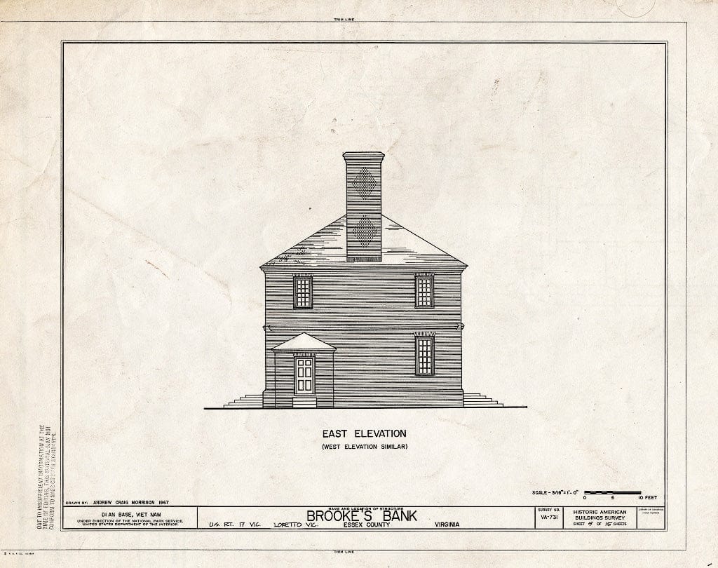 Blueprint HABS VA,29-LOR.V,3- (Sheet 5 of 15) - Brooke's Bank, U.S. Route 17 Vicinity, Loretto, Essex County, VA