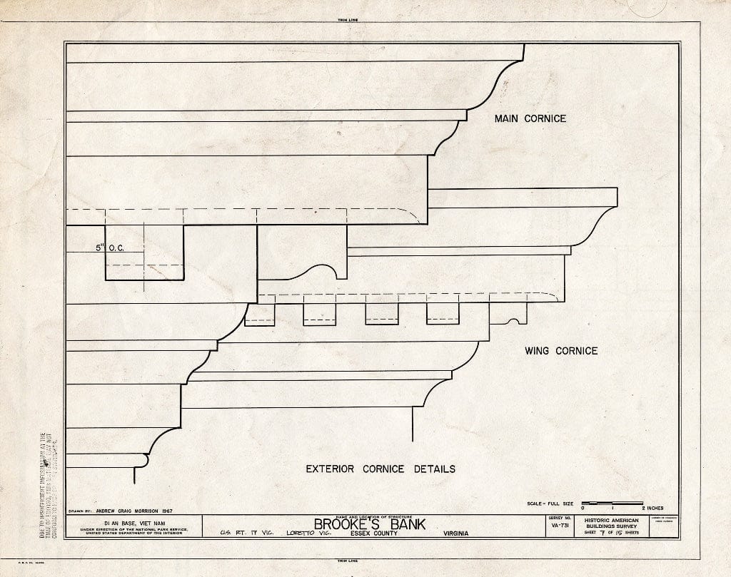 Blueprint HABS VA,29-LOR.V,3- (Sheet 7 of 15) - Brooke's Bank, U.S. Route 17 Vicinity, Loretto, Essex County, VA