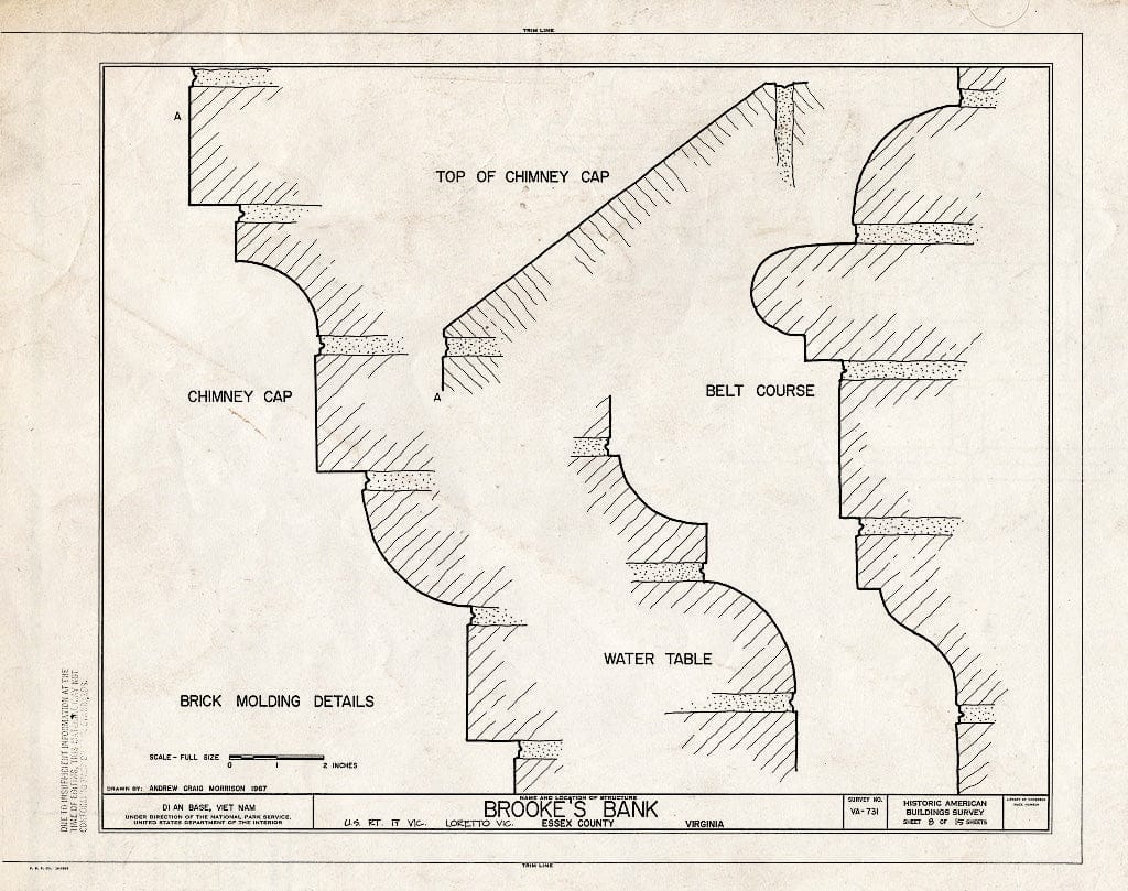 Blueprint HABS VA,29-LOR.V,3- (Sheet 8 of 15) - Brooke's Bank, U.S. Route 17 Vicinity, Loretto, Essex County, VA