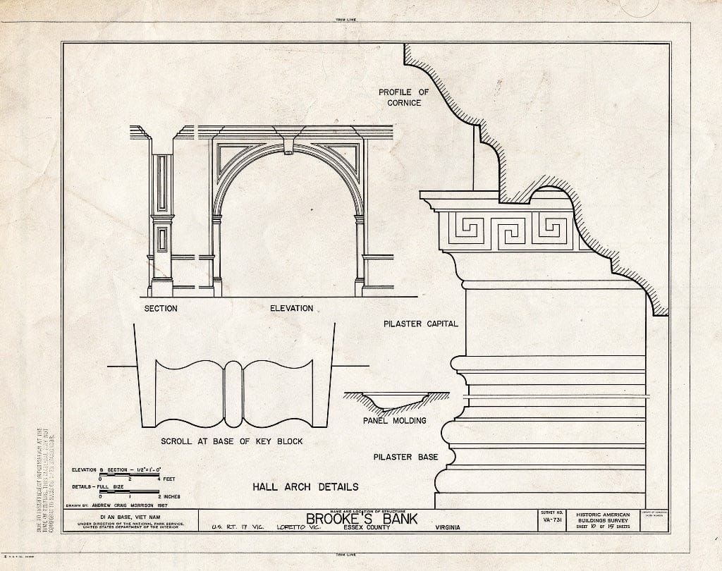 Blueprint HABS VA,29-LOR.V,3- (Sheet 10 of 15) - Brooke's Bank, U.S. Route 17 Vicinity, Loretto, Essex County, VA