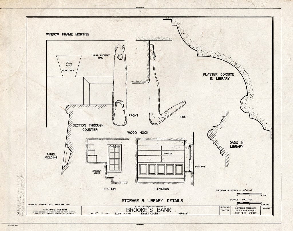 Blueprint HABS VA,29-LOR.V,3- (Sheet 14 of 15) - Brooke's Bank, U.S. Route 17 Vicinity, Loretto, Essex County, VA