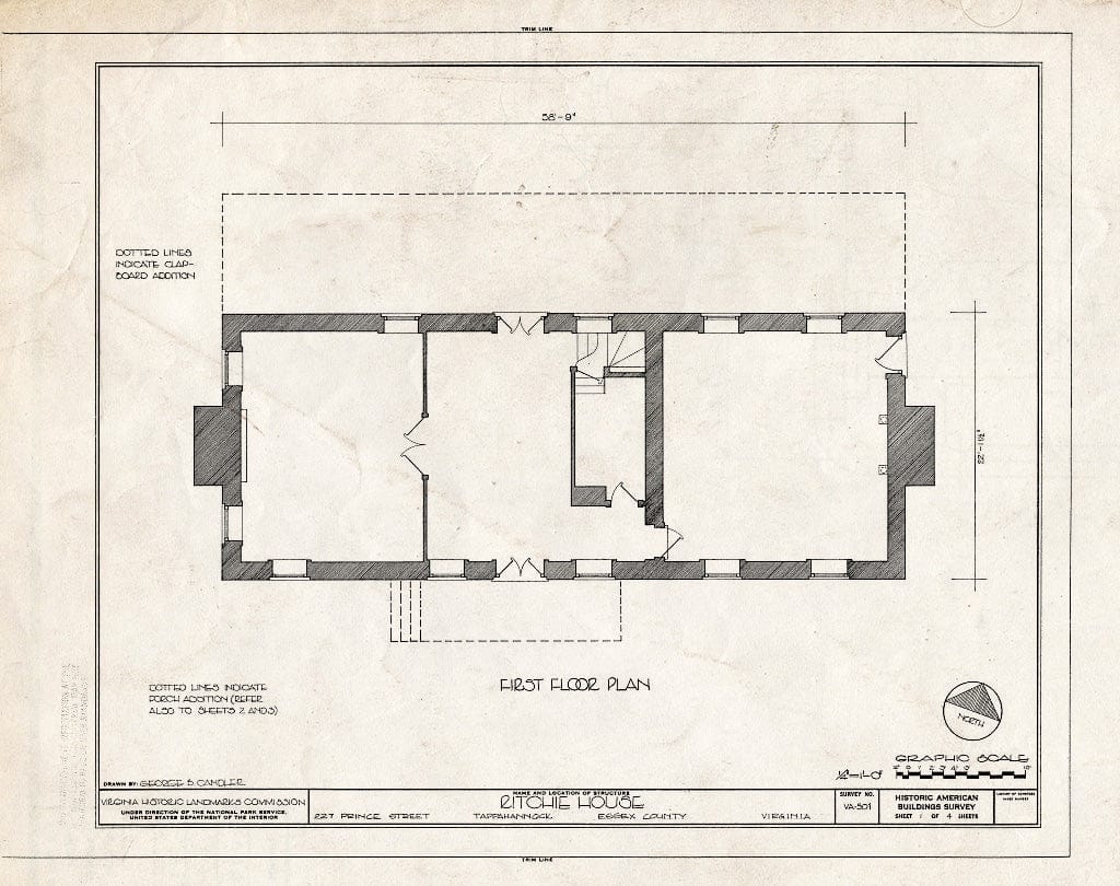 Blueprint HABS VA,29-TAP,7- (Sheet 1 of 4) - Ritchie House, 227 Prince Street, Tappahannock, Essex County, VA