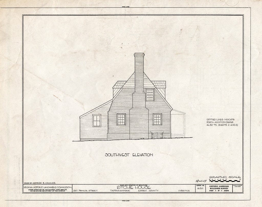Blueprint HABS VA,29-TAP,7- (Sheet 3 of 4) - Ritchie House, 227 Prince Street, Tappahannock, Essex County, VA