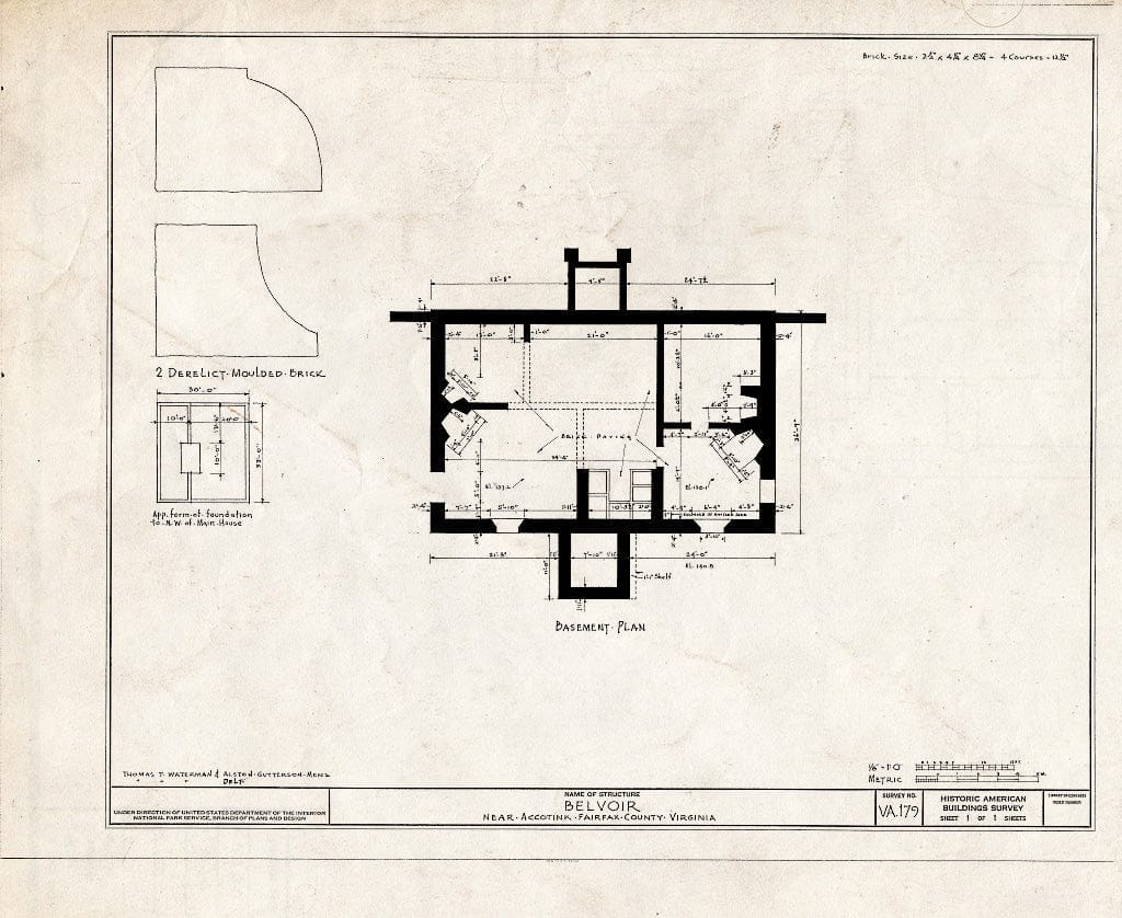 Blueprint HABS VA,30-ACO.V,1- (Sheet 1 of 1) - Belvoir, Accotink, Fairfax County, VA