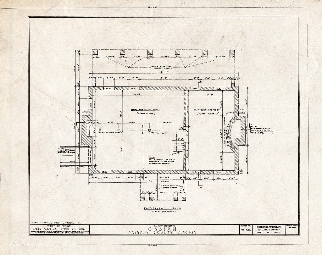 Blueprint HABS VA,30-ANDA,1- (Sheet 1 of 11) - Ossian Hall, 5001 Regina Drive, Annandale, Fairfax County, VA