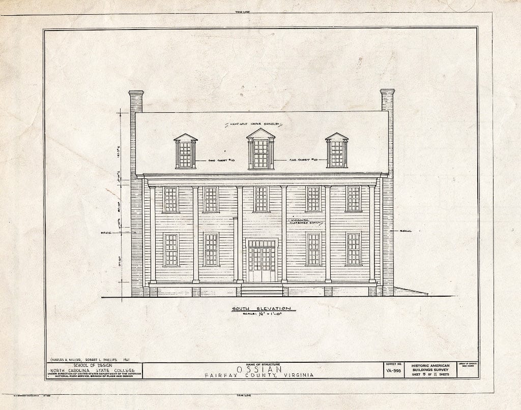 Blueprint HABS VA,30-ANDA,1- (Sheet 5 of 11) - Ossian Hall, 5001 Regina Drive, Annandale, Fairfax County, VA