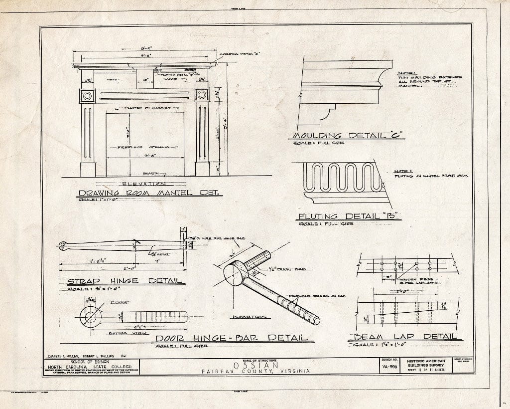 Blueprint HABS VA,30-ANDA,1- (Sheet 11 of 11) - Ossian Hall, 5001 Regina Drive, Annandale, Fairfax County, VA