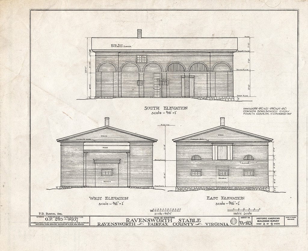Blueprint HABS VA,30-RAV.V,1- (Sheet 2 of 4) - Ravensworth, House & Stable, 5200 Port Royal Road, Ravensworth, Fairfax County, VA