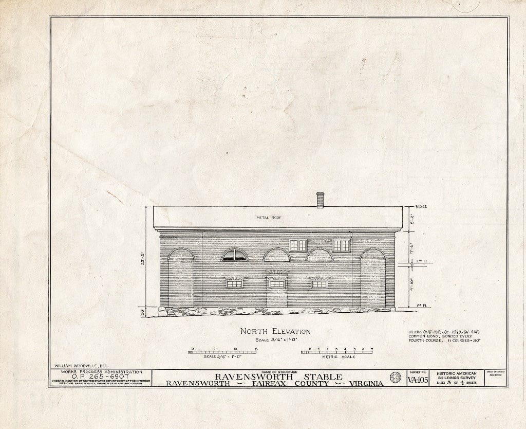 Blueprint HABS VA,30-RAV.V,1- (Sheet 3 of 4) - Ravensworth, House & Stable, 5200 Port Royal Road, Ravensworth, Fairfax County, VA