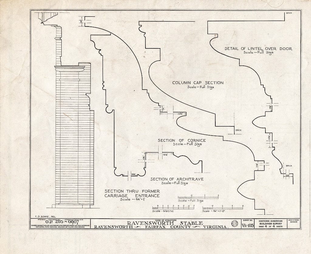 Blueprint HABS VA,30-RAV.V,1- (Sheet 4 of 4) - Ravensworth, House & Stable, 5200 Port Royal Road, Ravensworth, Fairfax County, VA