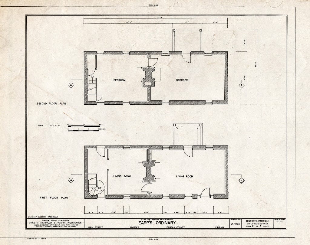 Blueprint HABS VA,30-FAIRF,2- (Sheet 2 of 3) - Earp's Ordinary, Main Street, Fairfax, Fairfax City, VA
