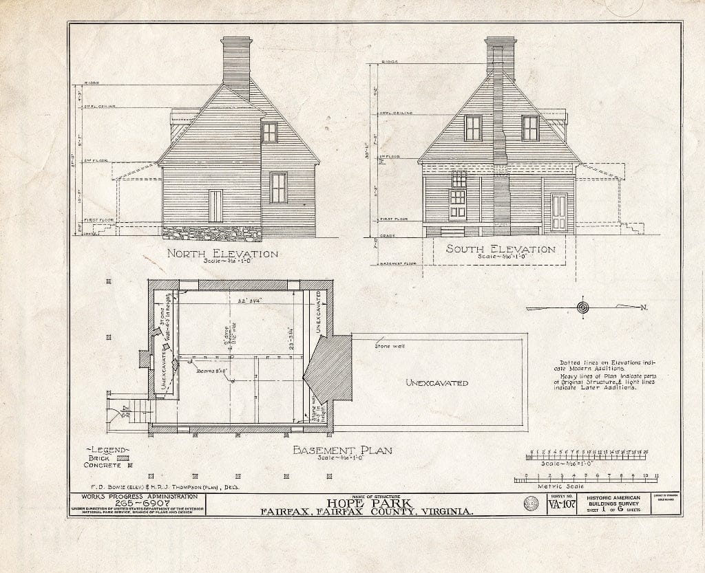 Blueprint HABS VA,30-FAIRF.V,1- (Sheet 1 of 6) - Hope Park, 11807 Pope's Head Road, Fairfax, Fairfax City, VA