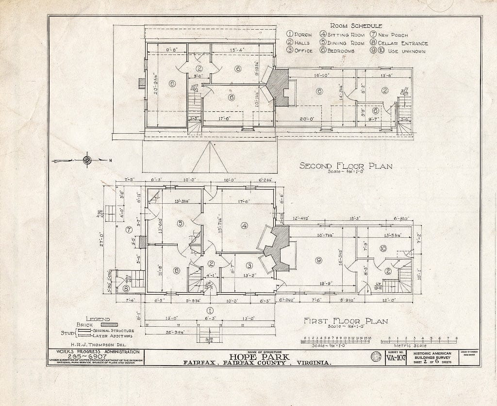 Blueprint HABS VA,30-FAIRF.V,1- (Sheet 2 of 6) - Hope Park, 11807 Pope's Head Road, Fairfax, Fairfax City, VA