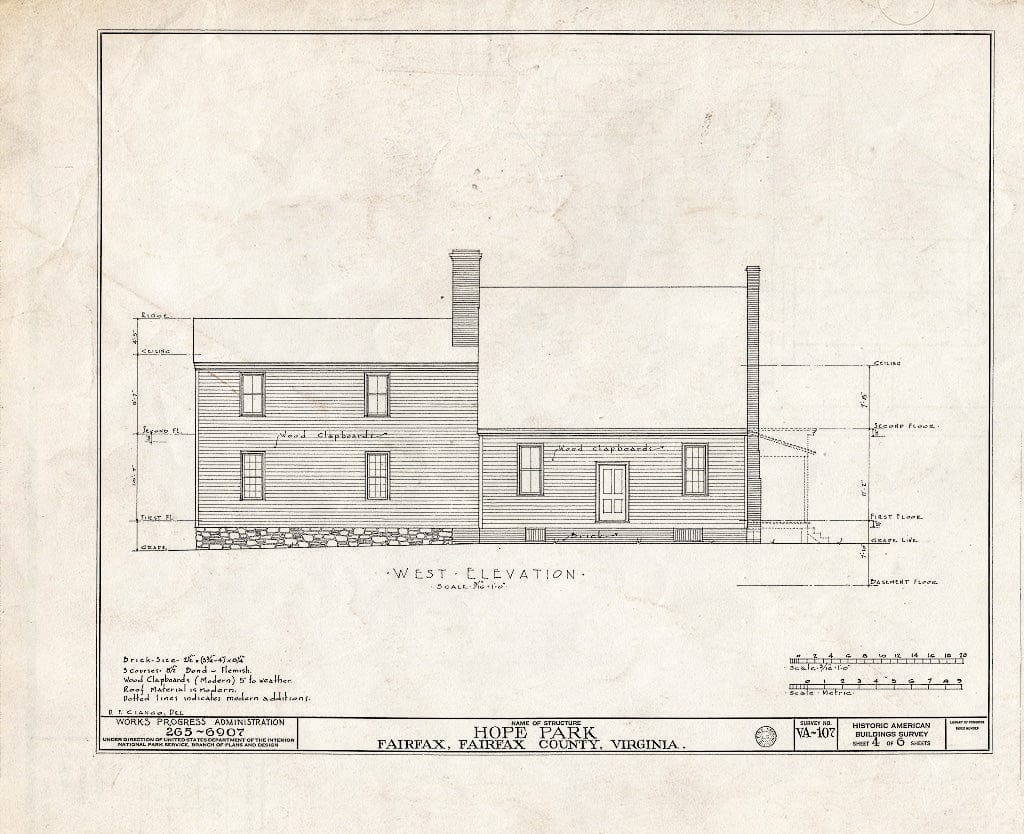 Blueprint HABS VA,30-FAIRF.V,1- (Sheet 4 of 6) - Hope Park, 11807 Pope's Head Road, Fairfax, Fairfax City, VA
