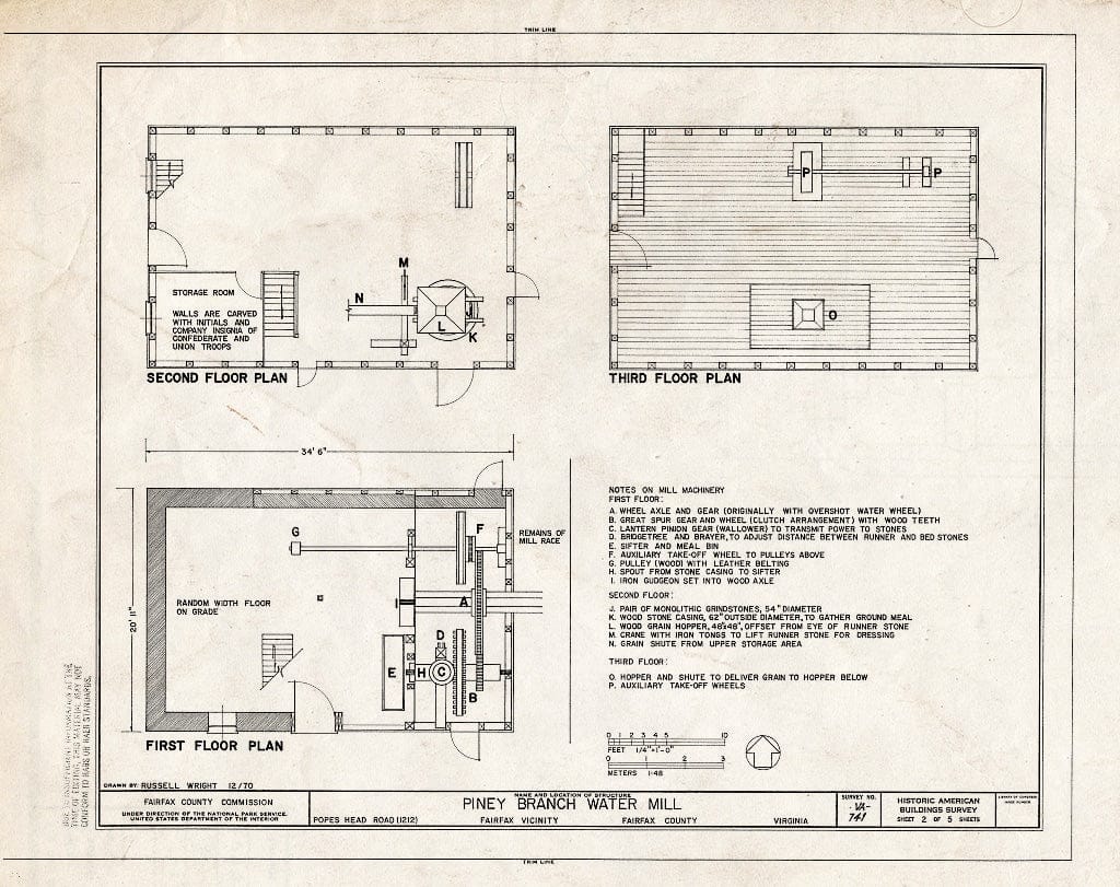 Blueprint HABS VA,30-FAIRF,1- (Sheet 2 of 5) - Piney Branch Water Mill, 12124 Pope's Head Road (Changed from 1212 Pope's Head Road), Fairfax, Fairfax City, VA