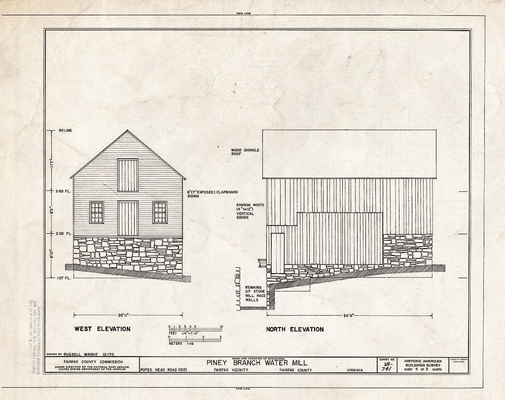 Blueprint HABS VA,30-FAIRF,1- (Sheet 4 of 5) - Piney Branch Water Mill, 12124 Pope's Head Road (Changed from 1212 Pope's Head Road), Fairfax, Fairfax City, VA