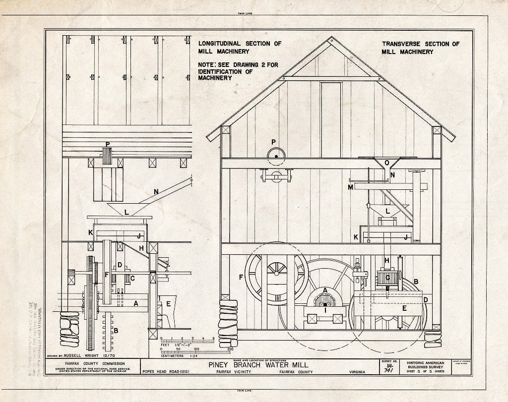 Blueprint HABS VA,30-FAIRF,1- (Sheet 5 of 5) - Piney Branch Water Mill, 12124 Pope's Head Road (Changed from 1212 Pope's Head Road), Fairfax, Fairfax City, VA