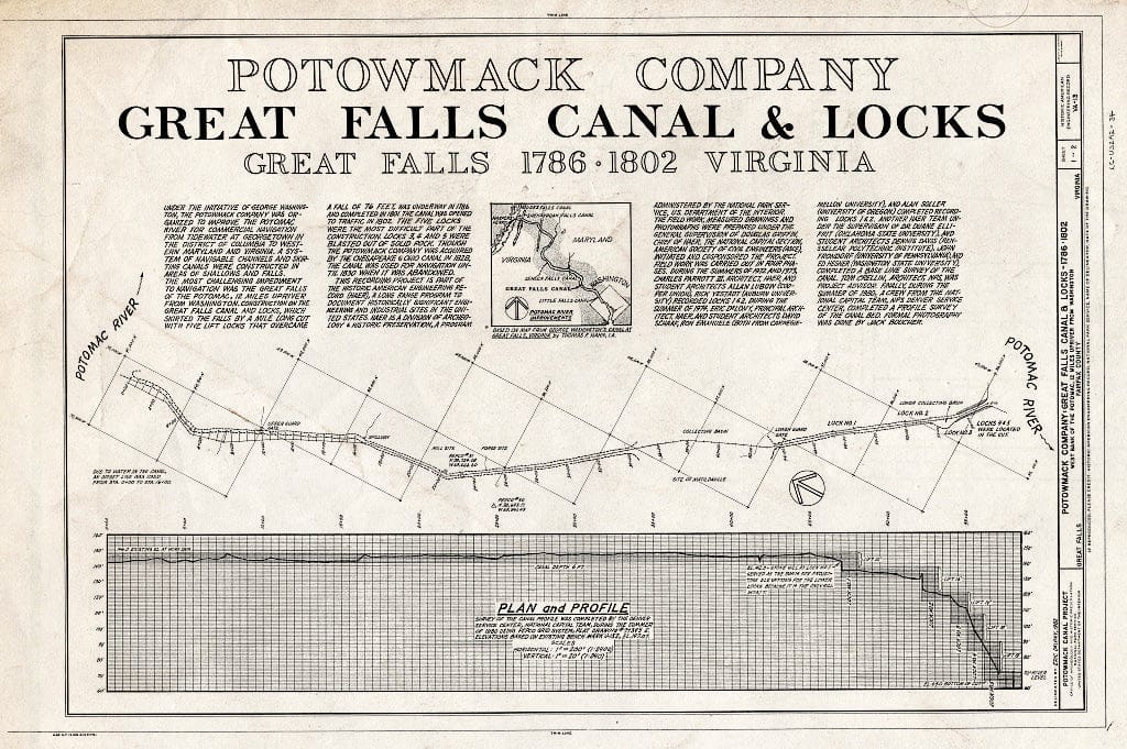 Blueprint HAER VA,30-GREFA,1- (Sheet 1 of 2) - Potowmack Company: Great Falls Canal & Locks, Great Falls, Fairfax County, VA