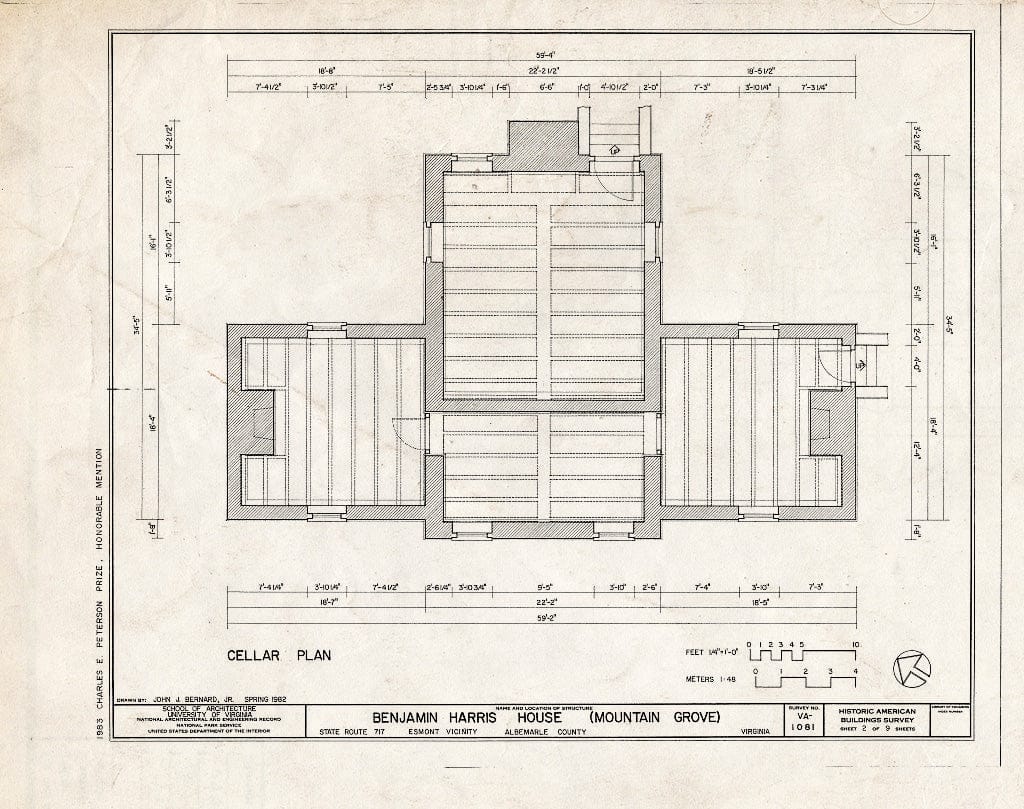 Blueprint HABS VA,2-ESM.V,1- (Sheet 2 of 9) - Benjamin Harris House, State Route 717, Esmont, Albemarle County, VA