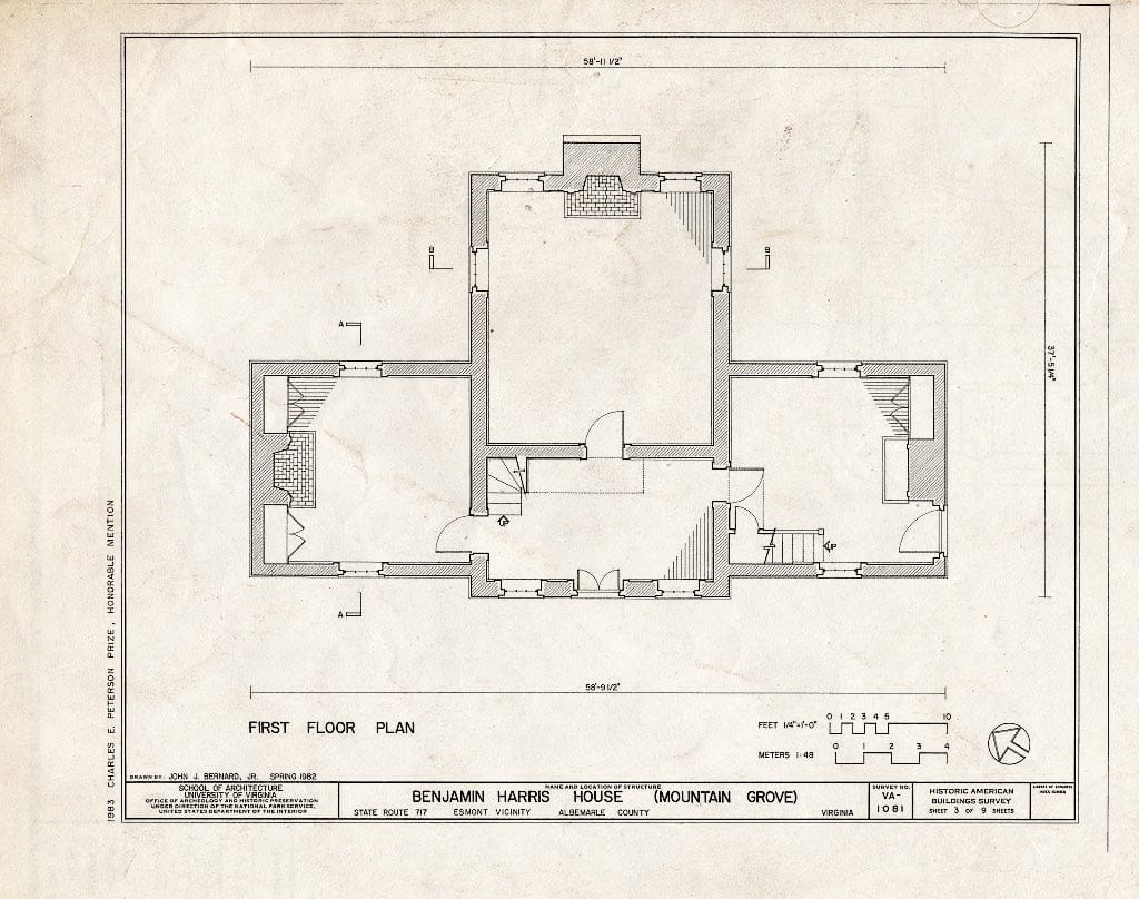 Blueprint HABS VA,2-ESM.V,1- (Sheet 3 of 9) - Benjamin Harris House, State Route 717, Esmont, Albemarle County, VA