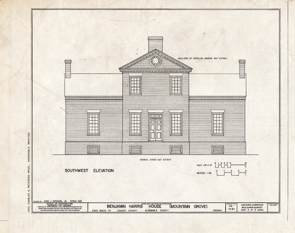 Blueprint HABS VA,2-ESM.V,1- (Sheet 5 of 9) - Benjamin Harris House, State Route 717, Esmont, Albemarle County, VA