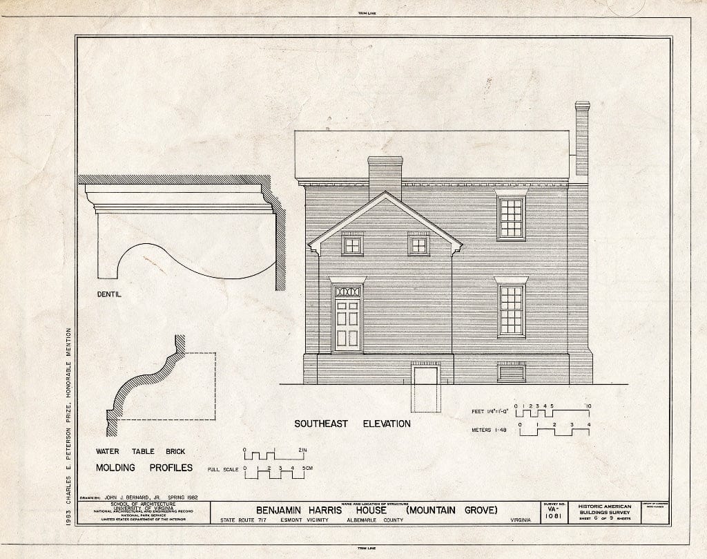 Blueprint HABS VA,2-ESM.V,1- (Sheet 6 of 9) - Benjamin Harris House, State Route 717, Esmont, Albemarle County, VA