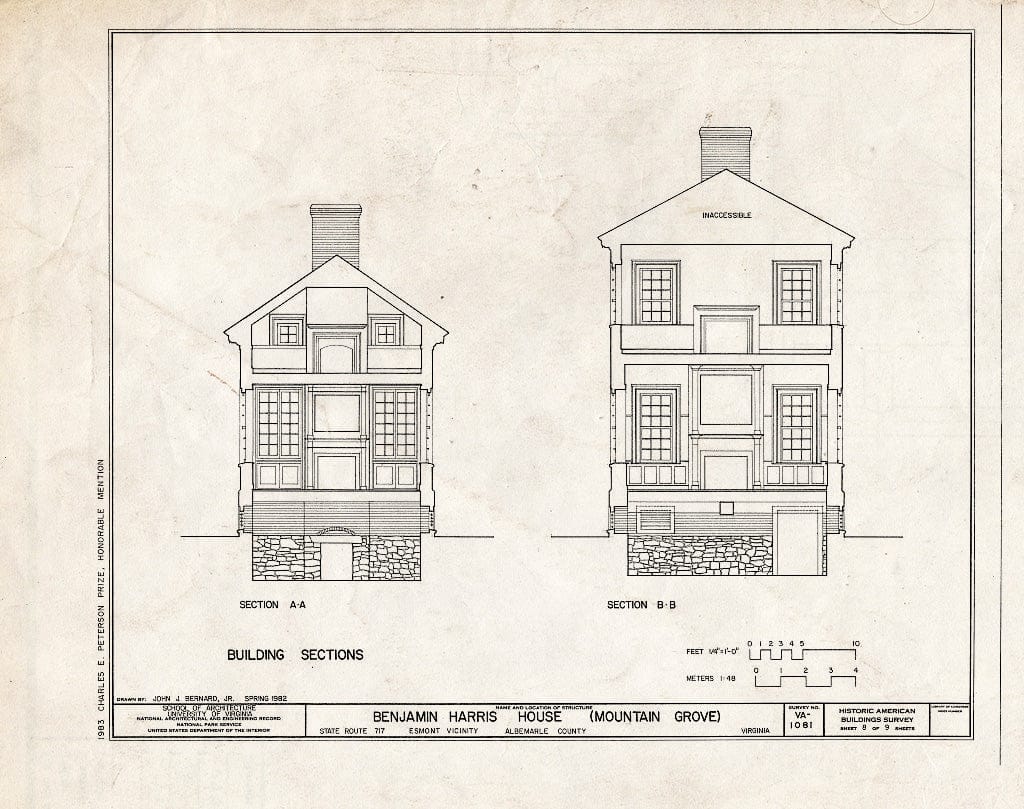Blueprint HABS VA,2-ESM.V,1- (Sheet 8 of 9) - Benjamin Harris House, State Route 717, Esmont, Albemarle County, VA
