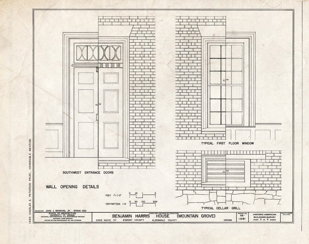 Blueprint HABS VA,2-ESM.V,1- (Sheet 9 of 9) - Benjamin Harris House, State Route 717, Esmont, Albemarle County, VA