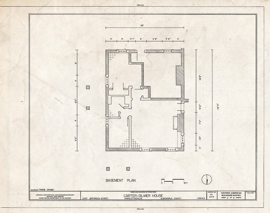 Blueprint HABS VA,2-Char,7- (Sheet 2 of 9) - Carter-Gilmer House, East Jefferson Street at North Eighth Street, Charlottesville, Charlottesville, VA